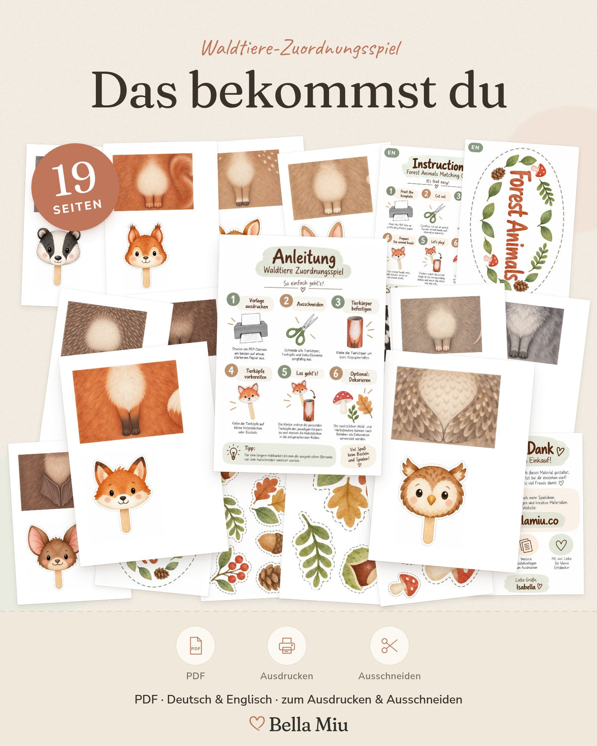 Overview of all pages: Forest Animals Matching Game