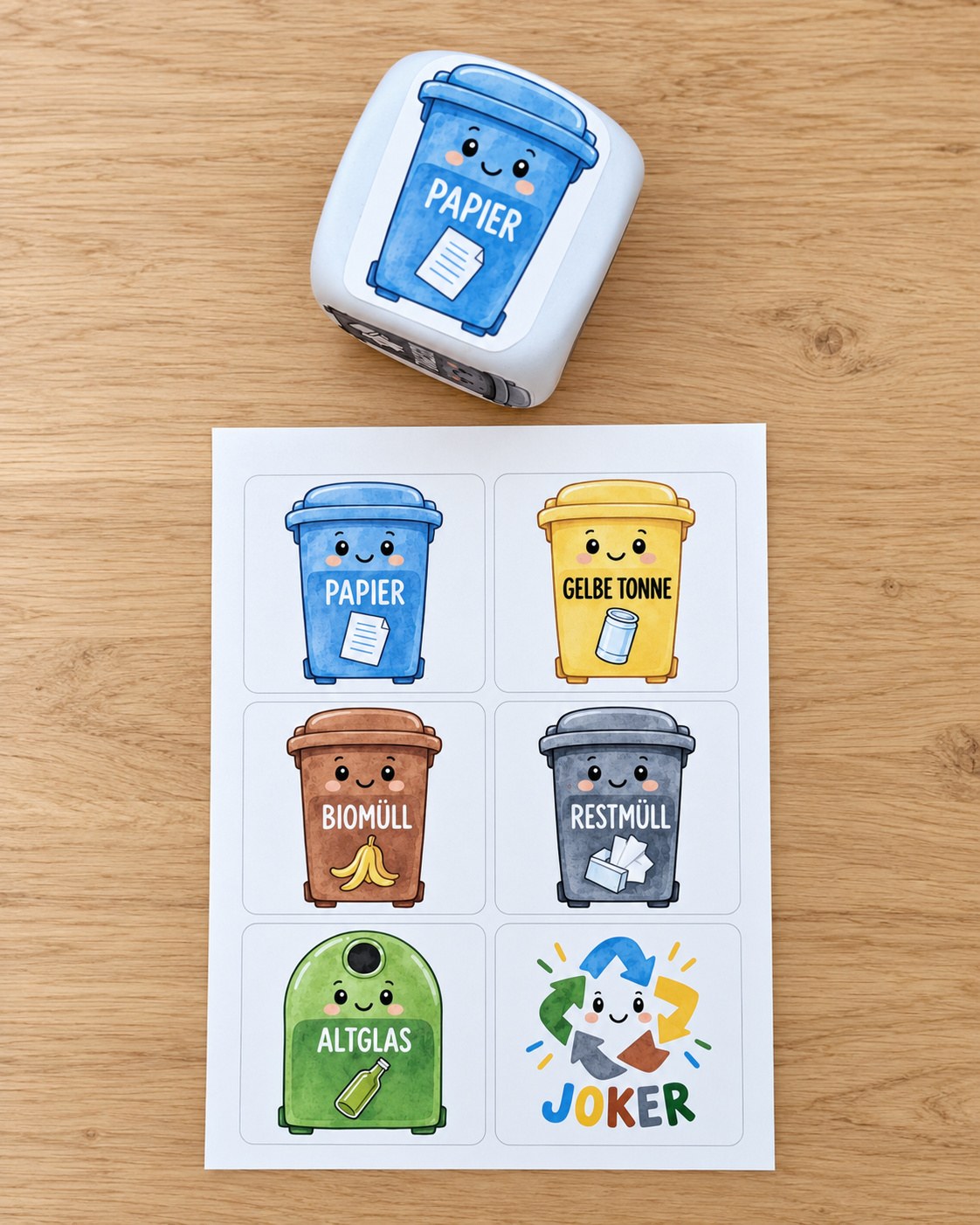 Dice with the printable dice sticker template