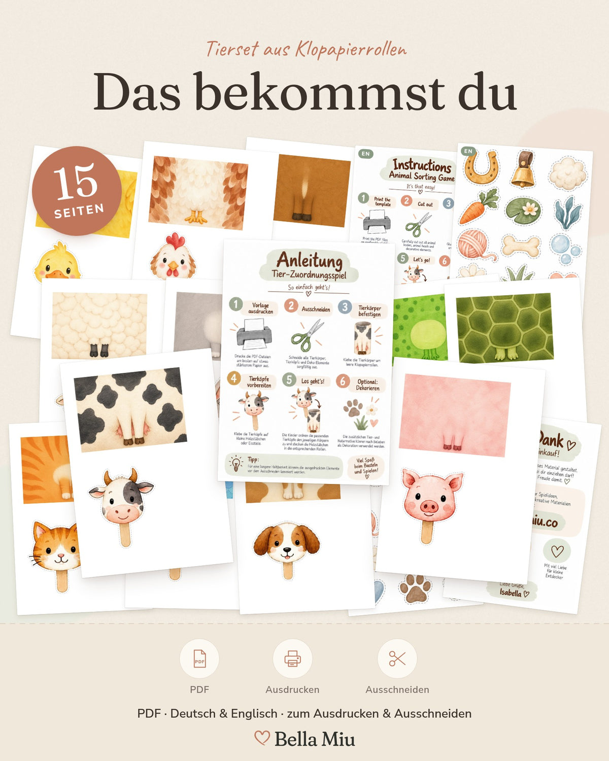 Übersicht aller Seiten: Tierset Klopapierrollen